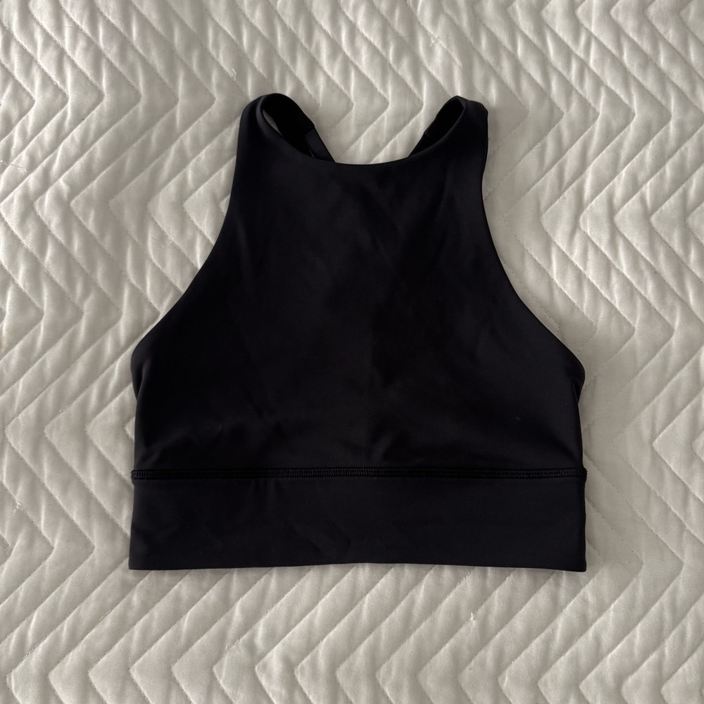 Lululemon Energy Bra High Neck Long Line *Tough Black